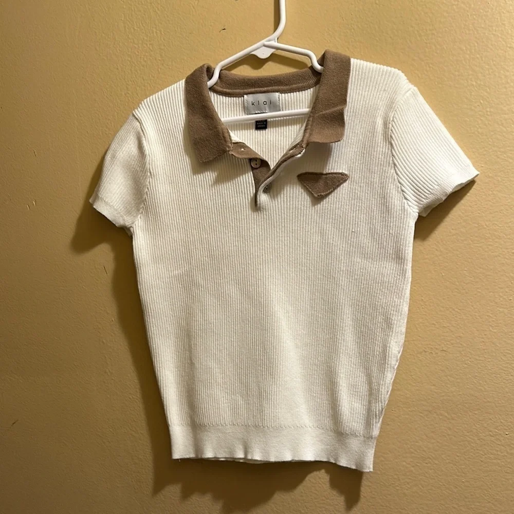 Klai Cream and Brown Polo Shirt